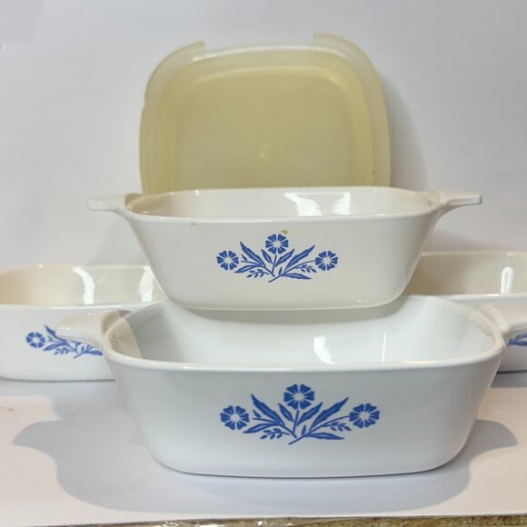 Corning Ware Blue Cornflower Baking Dishes Set of 5 Lids P-4- and B P-43-B - Picture 1 of 2